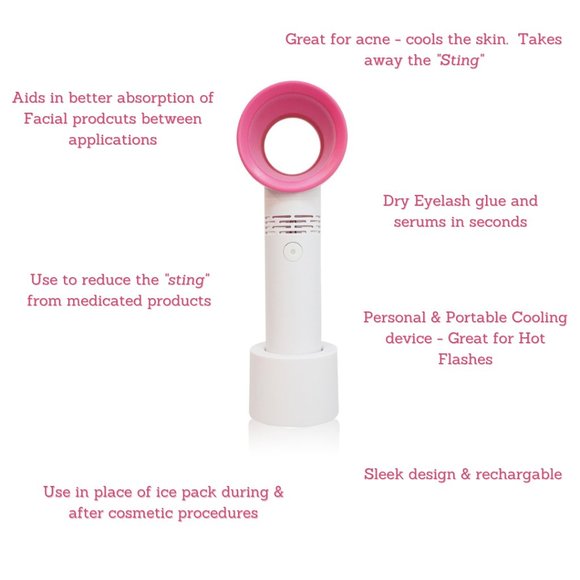 Beauty Face Fan - Pink / White - Picture 3 of 3